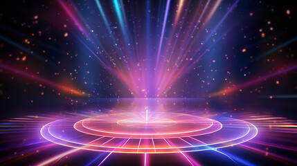 Partícula de ponto de luz de néon piscando fundo do palco da festa de premiação