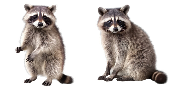 Captivating Raccoon isolated on transparent png background cutout, generative Ai