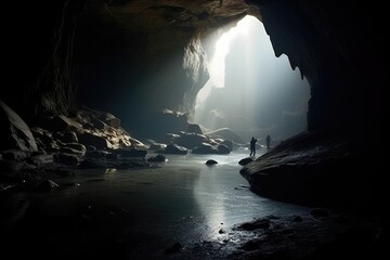 stock photo of a design inside dark cave photography