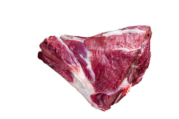 Raw lamb mutton thigh on butcher table.  High quality Isolate, transparent background