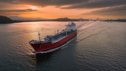 Panama Canal Sunset Container Ship