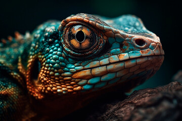 Fototapeta premium Scary lizard up close. Generative AI