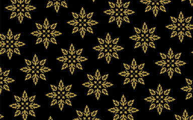 Naklejka na ściany i meble Traditional Classic Malay handwoven black 'songket' with gold threads vector 