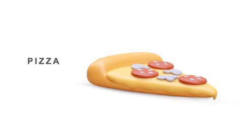 3d realistic Pizza on white background. Vector illustration.