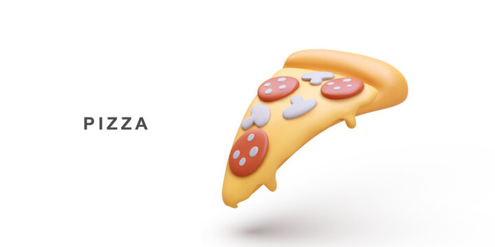 Realistic Pizza on white background. Vector illustration.