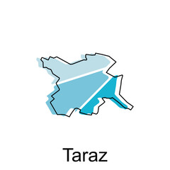 Taraz City Republic of Kazakhstan map vector illustration, vector template with outline graphic sketch style isolated on white background