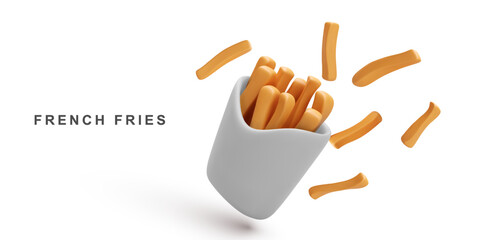 Obraz premium 3d realistic French fries. Vector illustration.