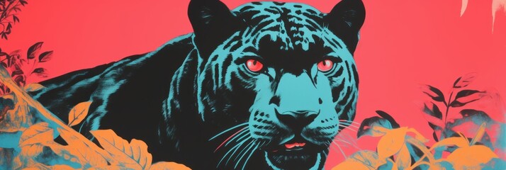 A majestic black panther with a bright background. Generative AI