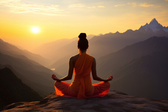 A serene yoga session in the backdrop of the Himalayas, Indian culture, Indian Generative AI