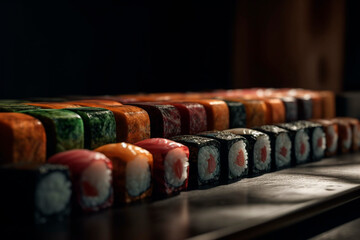 Sushi on the table. Generative AI