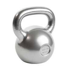 Naklejka na ściany i meble Silver Gym Kettlebell on transparent background, white background, png file with generative ai