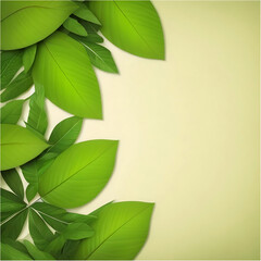 Minimal Green Leaves and Cream Background Cartoonised Graphic