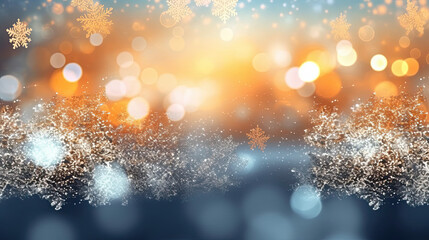 Fototapeta na wymiar Abstract winter background, snowflakes, sparkles and bokeh