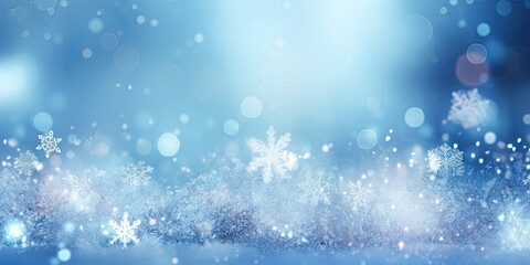 Abstract winter background, snowflakes, sparkles and bokeh