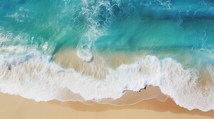 Fototapeta na wymiar Half blue ocean and half white beach 