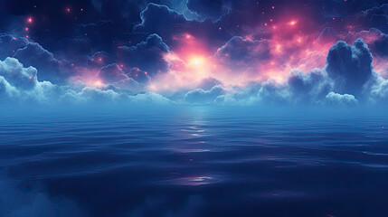 Neon clouds hovering over water