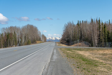 Fototapeta premium Alaska Highway 1 from Anchorage to Homer looking East near Sterling, Alaska, USA