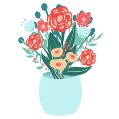 bouquet of flowers in a vase vector