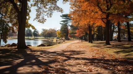 landscape of a park in autumn