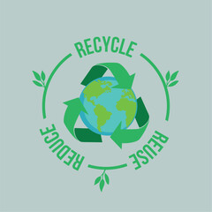 Isolated planet earth with recyclable symbol Eco friendly concept Vector