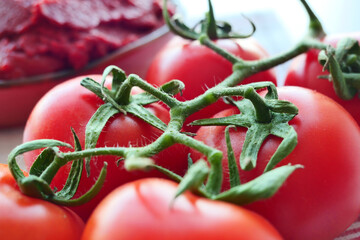 Tomato paste with ripe tomatoes.