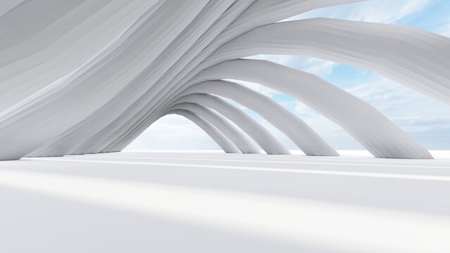 Abstract architecture background arched interior 3d render © Annuitti