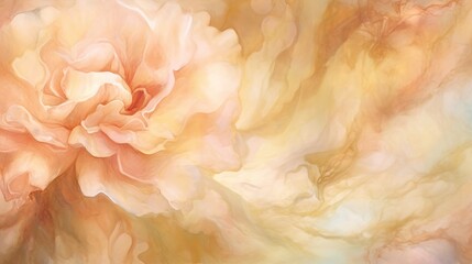 Blooming fluffy peony flower closeup on elegant minimal pastel colour background. Generative AI. Illustration for banner, poster, cover, brochure or presentation.