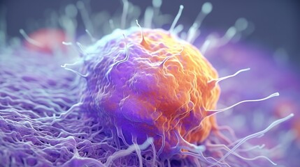 Obraz premium Microscopic cells. Tissue under the microscope. Scientific medical concept. Genetic mutations at cancer disease. Generative AI. Illustration for banner, poster, cover, brochure or presentation.