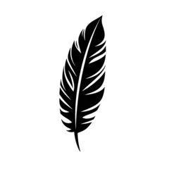 Papier peint Plumes Black silhouette of a feather on white background.