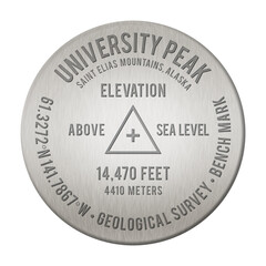 University Peak Bench Mark illustration, transparent, the 13th Tallest Mountain in the United States, in the state of Alaska