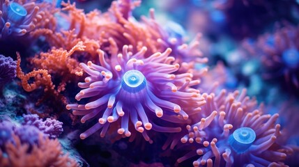 Fototapeta na wymiar Coral Reef. Sea flower. Living coral and reef. Colorful coral reef. The deep water of the sea ocean environment. 4K Coral reef wallpaper. Tropical coral reef.