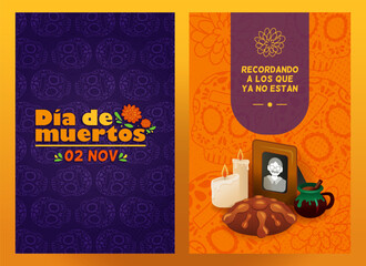 Plantillas de tarjetas o invitaciones para día de muertos. Tradición cultural de México