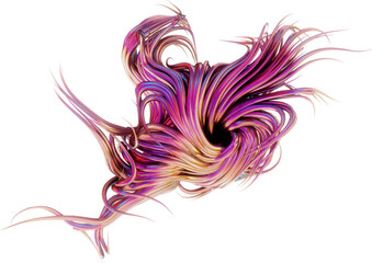 Twisted Abstract Tentacle Hair Cluster Shape on Transparent Background