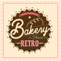 Colored retro bakery shop poster Vector