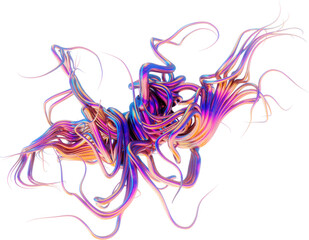 Twisted Abstract Tentacle Hair Cluster Shape on Transparent Background