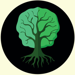 Tree of life with roots icon logotype clipart avatar isolated vector illustration