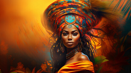 African queen of dreams - obrazy, fototapety, plakaty