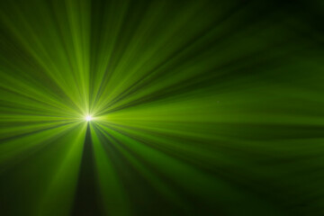 Green rays with black background. Meditation. Universe. Space. Laser. Flashes. Religious experience