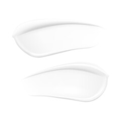 Matt and glossy realistic smears of cream mockup. Vector illustration on transparent background. Ready for your design. Easily presents your product. EPS10.