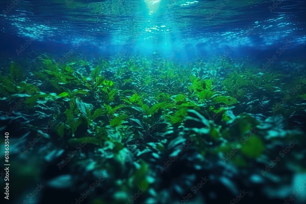 Sticker Illustration of an underwater forest of seaweed