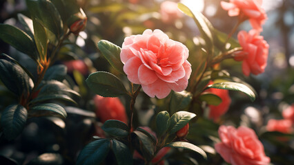 Japanese camellia created with Generative AI