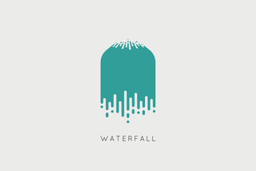Minimalistic waterfall logo design, Waterfall logotype, Water, River, Smple element