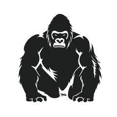 Black silhouette of a gorilla on white background.