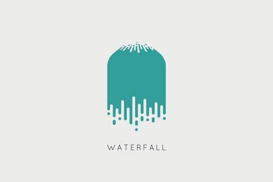 Minimalistic waterfall logo design, Waterfall logotype, Water, River, Smple element