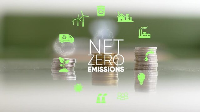 Investments concept.The emblems of the cyclic economy On green backdrop,. Recycling, the environment, reusing, manufacturing, waste, consumers, resources all part of circular economy idea. Environment