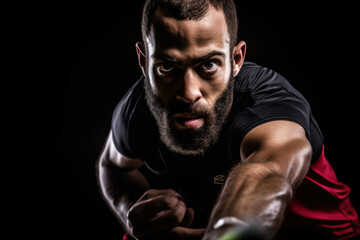 Fototapeta premium A racquetball player's intense gaze focused on the ball, representing the concentration needed for the game