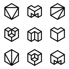 Hexagon logo designs, Hexagon logotype, Monmal logo set, Logo elements, SImple, Set, Collection