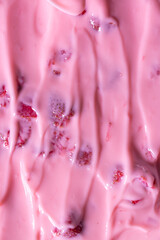 Texture Strawberry Yogurt,Close up homemade pink creamy blueberry or strawberry yogurt texture background