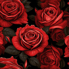 RED ROSE CARTOON DETAILED WALLPAPER PATTERN