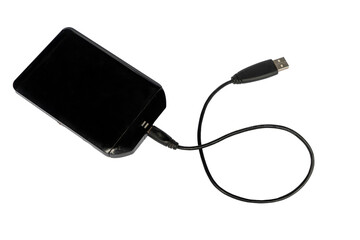 A hard drive with usb cable isolated